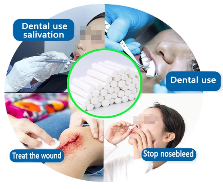 Disposable 100% Cotton Gauze Braided Dental Absorbent Roll Sterile for Surgery Dentists Medical Scaler Product