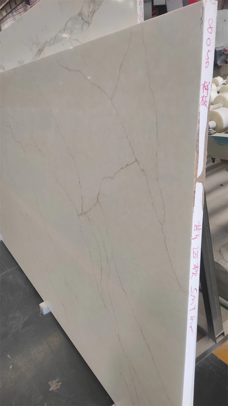 SMT silicon free zero 0 Silica Stone White Polished Surface Luce Castade Artificial Quartz Countertop Slabs Wholesale Price