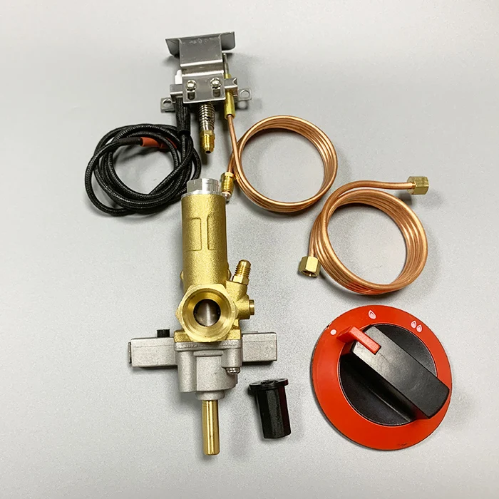 Copper Safety Valve Kit Pilot Burner Assembly Main Control Propane Fire Pit Includes Connecting Tubes Tilt Switch Ignition