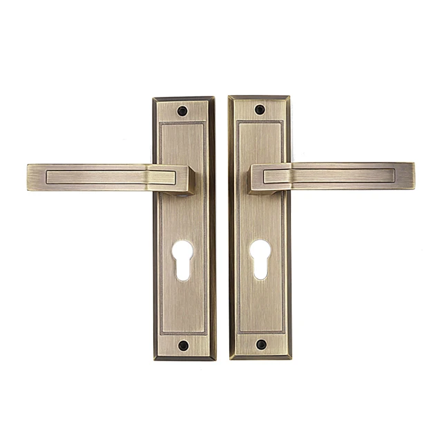 Most Popular Bedroom Zinc Alloy Plate Door Handle With Door Lock Set Body Cylinder Mortise Lock For Wooden Door