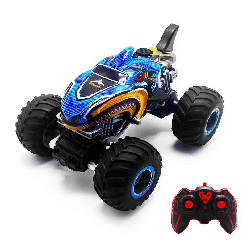 High quality kids creative animals 2.4G spray shark remote control rc off-road climbing car toys with light and music