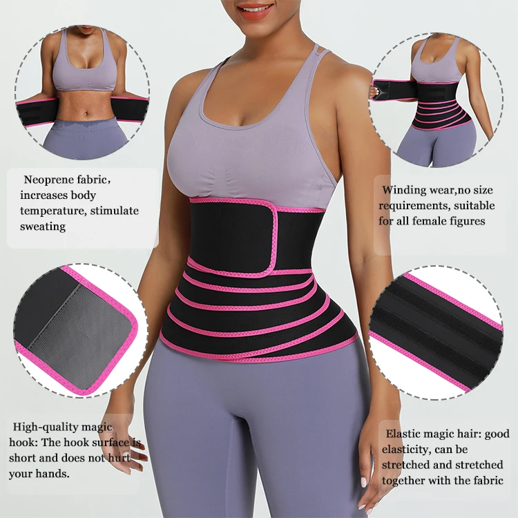 Custom Compression Women Slimming Wraps Belt Plus Size Slimming Waist Sweat Belt Private Label Bandage Tummy Wrap Waist Trainer