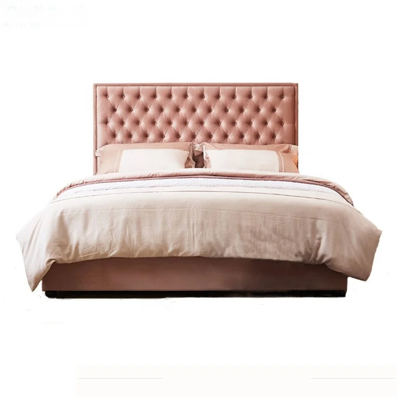Modern style queen size bedroom set 1.2m 1.8m double single bed new model pink button king  bed
