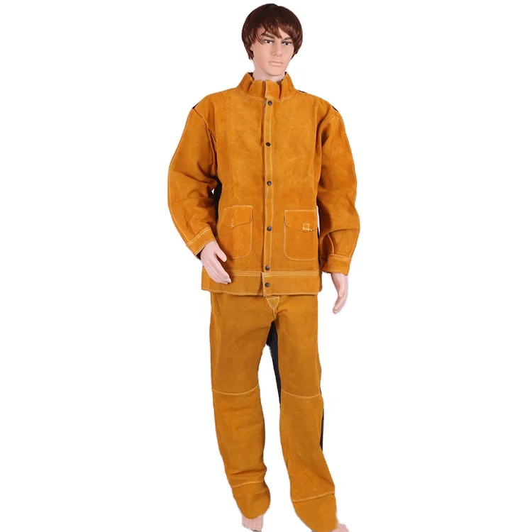 Cow leather welder protective clothing wear resistance and high temperature welding suit