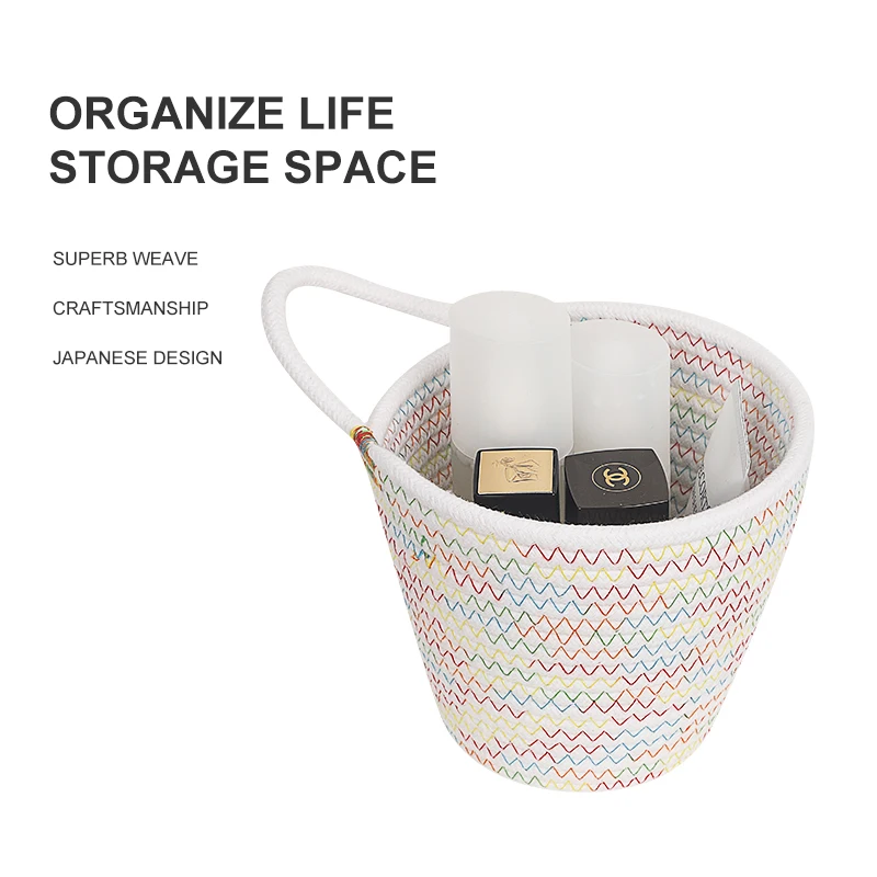 Small Wall Cotton Rope Woven Baskets Storage Hanging Basket for Organizing Round Baskets for Plants Cotton Rope Storage