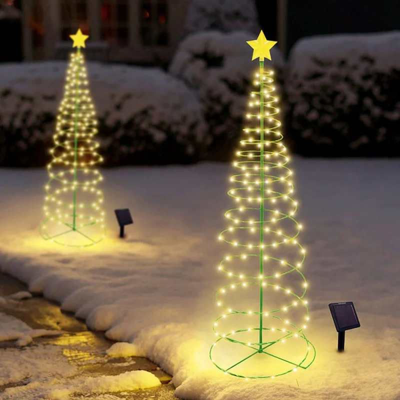 Custom RGB Christmas Tree Lights Glowing Tree Illusion Spiral Tree Tube Lights Control Foldable Lamp