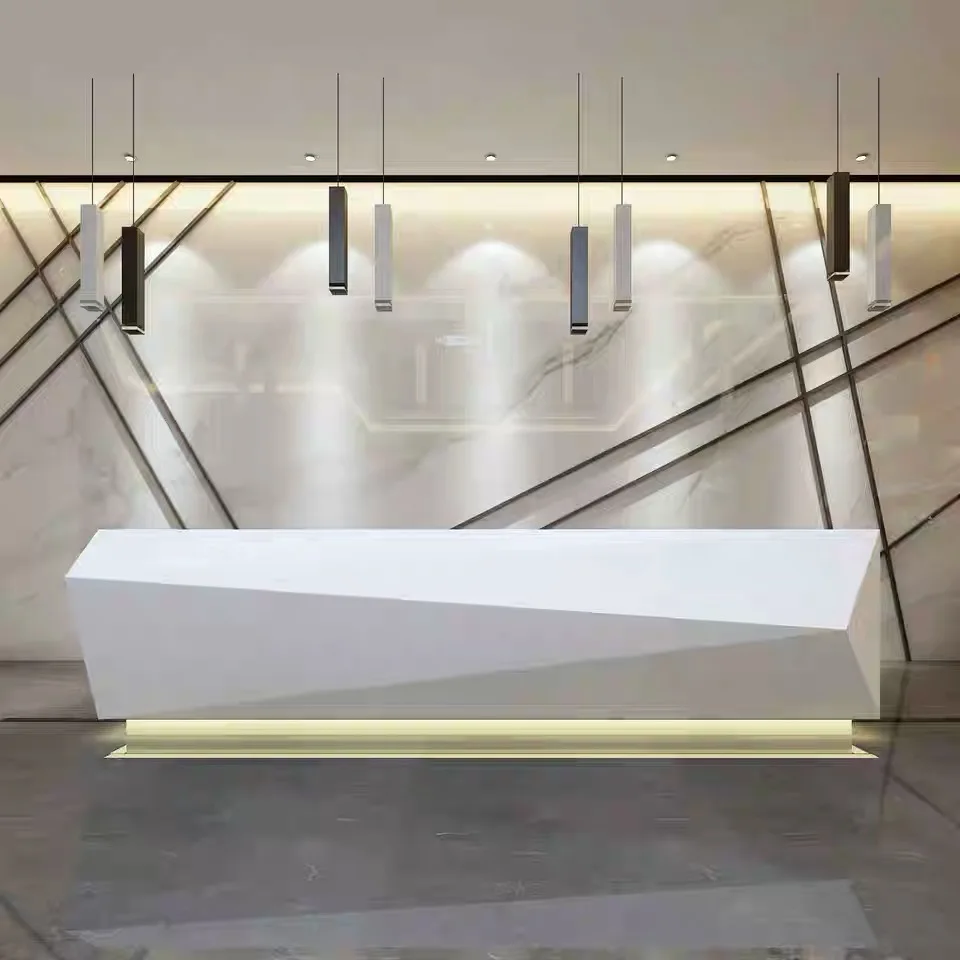 acrylic solid surface custom furniture modern office reception desk white front desk counter