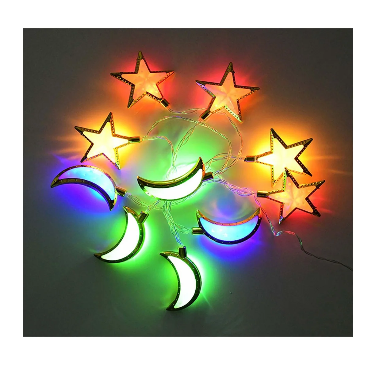 Украшение Рамадан Мусульманский Исламский ИД Мубарак кареем Луна Звезда сказочная гирлянда светодиодные украшения Рамадан