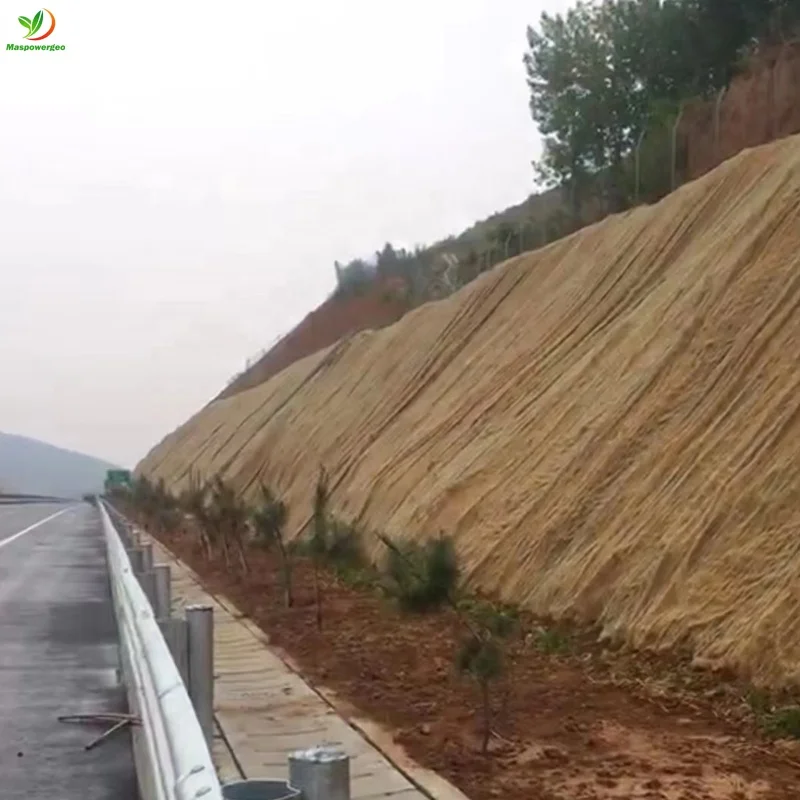 300g 350g 200g Pre-seeded erosion control coir matting for steep slope protection ,river bank erosion control
