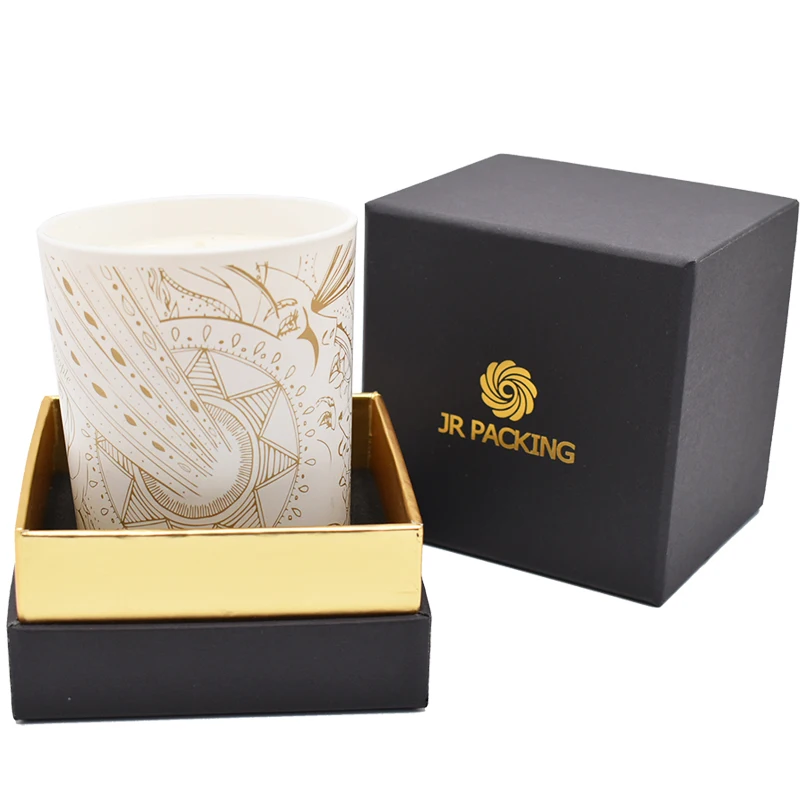 Cardboard Fancy Black Luxury Custom Candle Storage Box Handmade Paper Packaging Rigid Square Candle Box