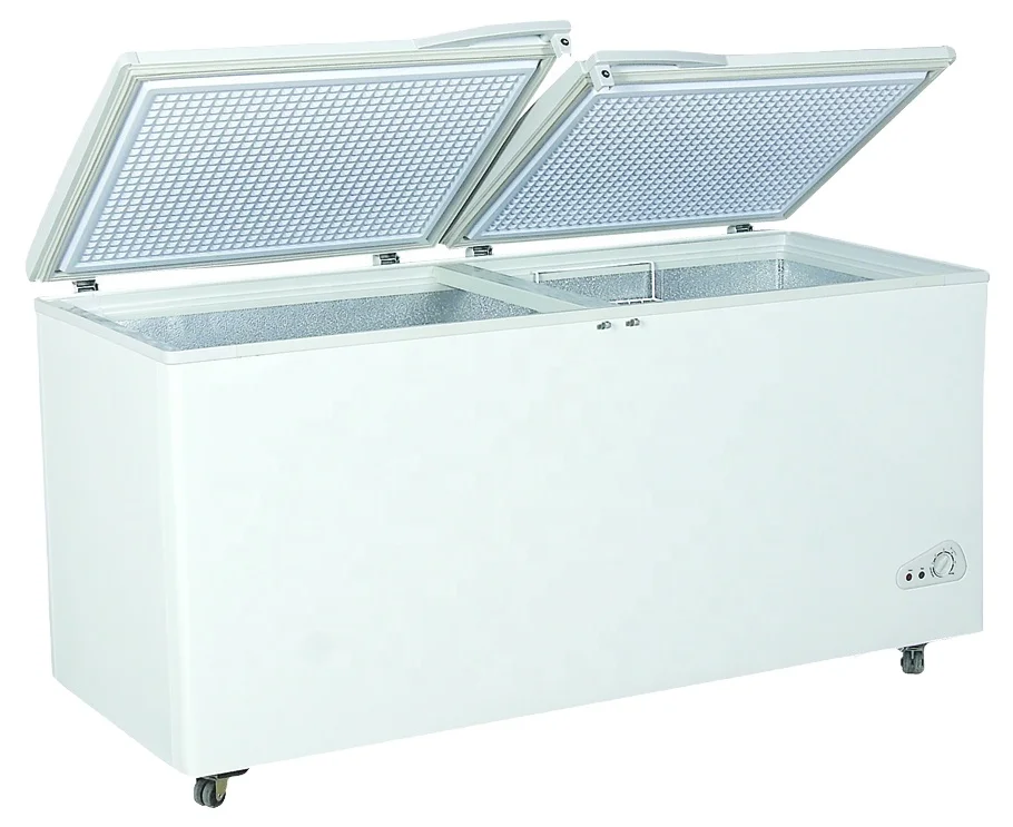 600L Customized Double Doors Top-loading Electric Manual Frost Drinks Cabinet Chest Freezer Deep Cooler Appliance