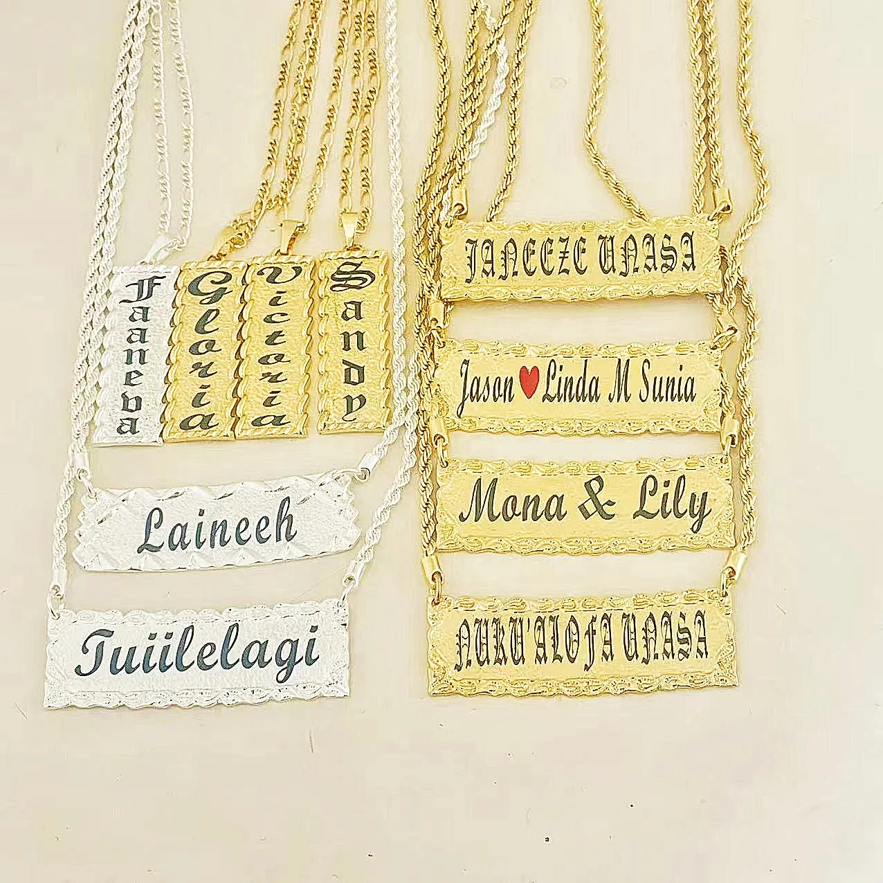 JX88 Customize name plate vertical initial enamel flower heart necklace chain birthday Hawaiian Samoa jewelry wholesale jewelry