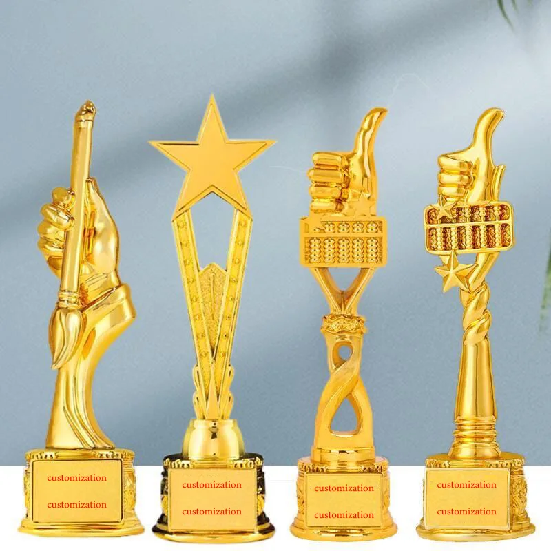 Souvenir Gift Custom Crystal Glass Trophy With Metal Star Glass Trophy Awards