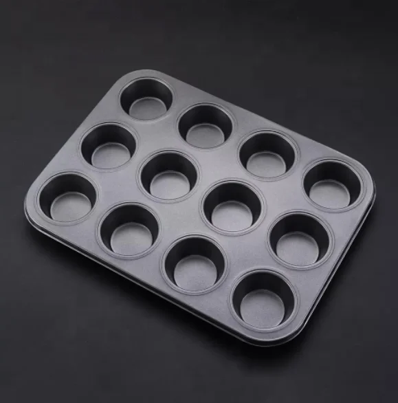 12 Cup Non-Stick Cake Pan Carbon Steel Muffin Tray Mince Pie Baking Egg Tart Mold Household Kitchen&Dining