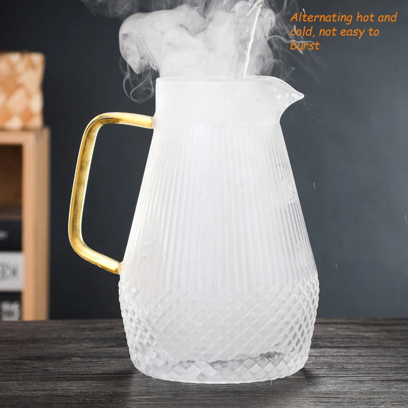 1.5L Amber Glass Cold Kettle Heat Resistant Borosilicate Color Glass Water Pitcher Glass Carafe with Filter Glass Water Pitcher