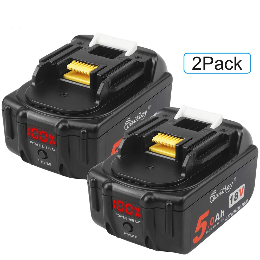 Waitley replaced for 5000mah BL1830 BL1840 BL1850 BL1860 Battery with LED Power Display makita 18v combo kit cordless