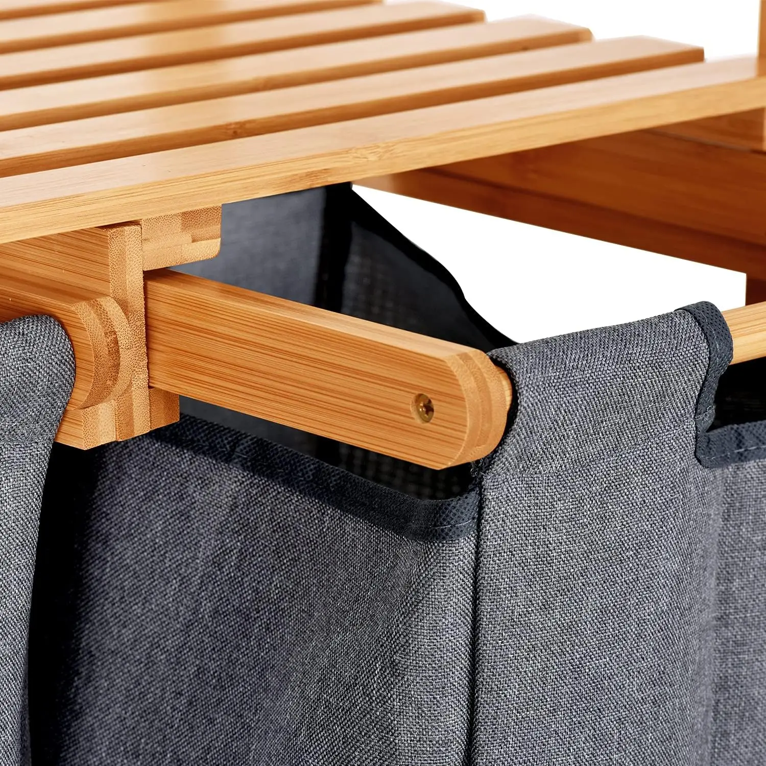 Бамбуковая корзина для белья с двумя отделениями отдельно стоящий сортировщик ванной спальни гостиной прачечной