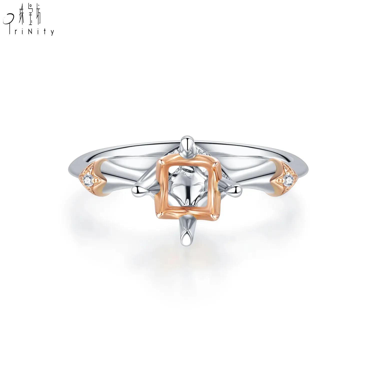 Hongkong Wholesale Custom Design Jewelry 18 Carat Yellow Gold Semi Mount Ring Without The Main Stone Engagement Ring For Women