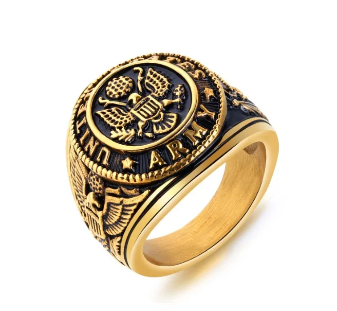 316 stainless steel us army ring mens rings