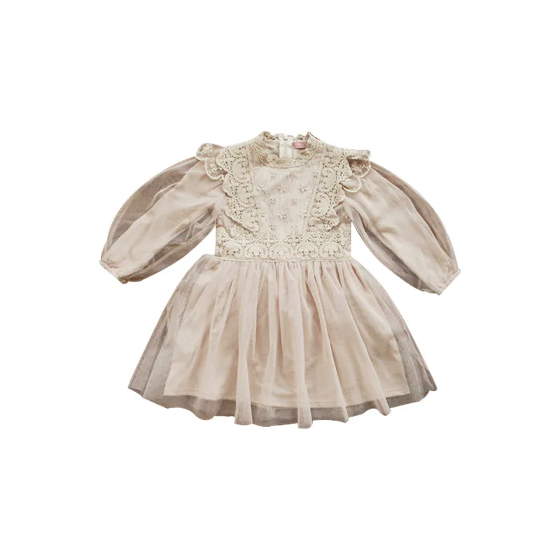 Wholesale Factory Girl Princess Dress New Girl Mesh Embroidered Dress Kids Tulle Balloon Sleeve Dress