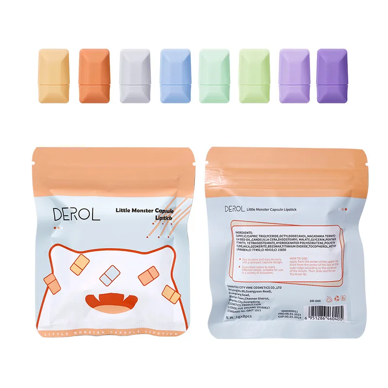 Long Lasting Cute Capsules Matte Velvet Lipstick Set High Soft Pill Lipstick Mini Nude Red Lip Stick Makeup Set for Women Girl