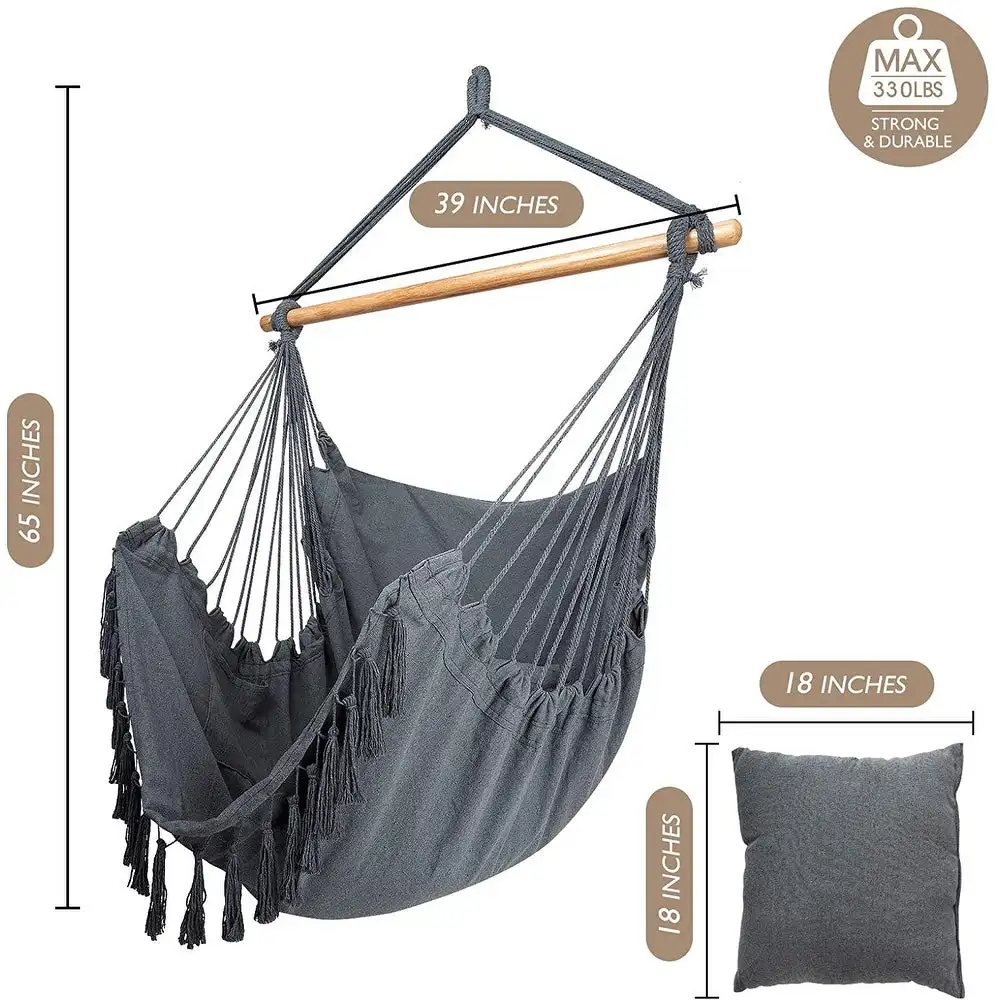 Modern Indoor&Outdoor Cotton Canvas Rope Design Beautiful Tassel Macrame Swing Chair Hammock With