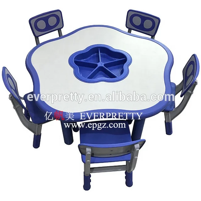 Preschool Furniture Kids Reading Table Plastic Study Desk Chair Set for Kids Team Work