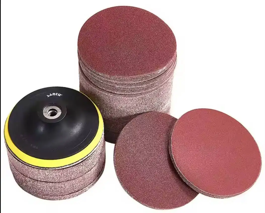 T-4 Aluminum Oxide sandpaper 3/4/5/6 inch holes Round sanding disc P40-1000 grits hook and loop for polishing wood and metal