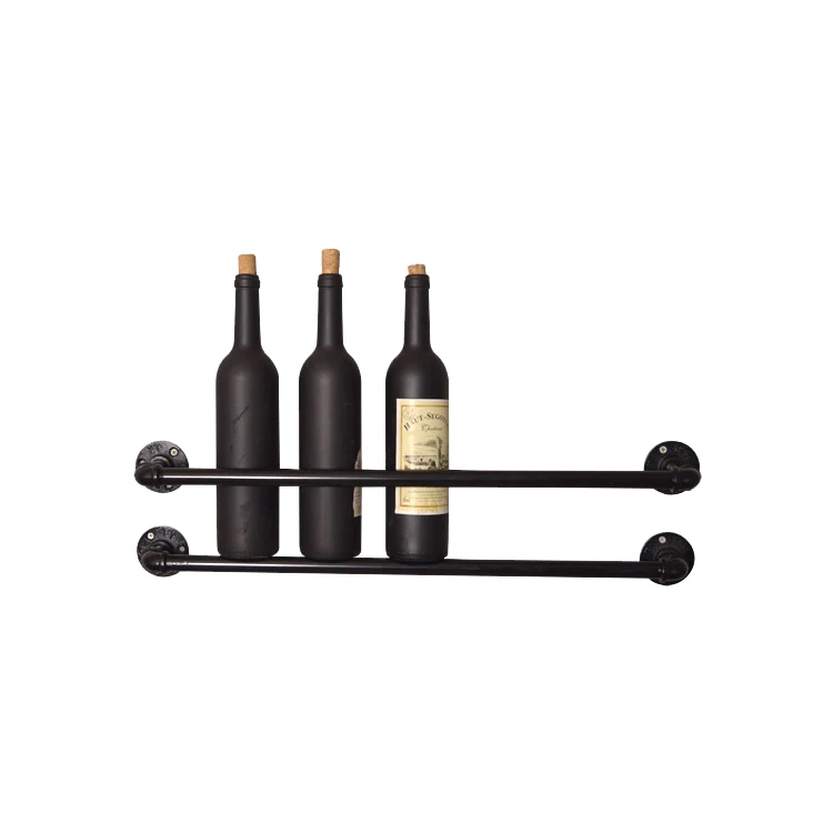 Industrial Pipe Shelf Wine Rack Wall Mounted Rustic Floating Bar Shelves