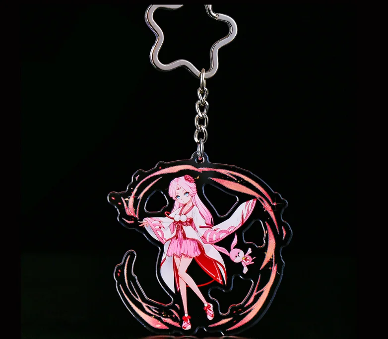 Customized Logo And Shape Personalized Manufacture Glitter Cute Anime Characters Acrylic Car Key Chain