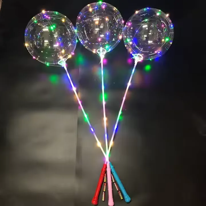 Hot Sale 18 Inch Party Decoration Stretchable Transparent LED Bobo Balloon with Light