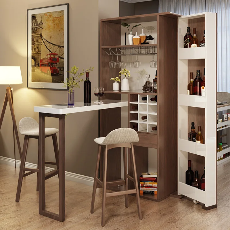 Extendable Bar Wine Storage Cabinet Design Wood Multi-layers Modern Standard Foldable Furniture Panel Furniture Living Room Wood