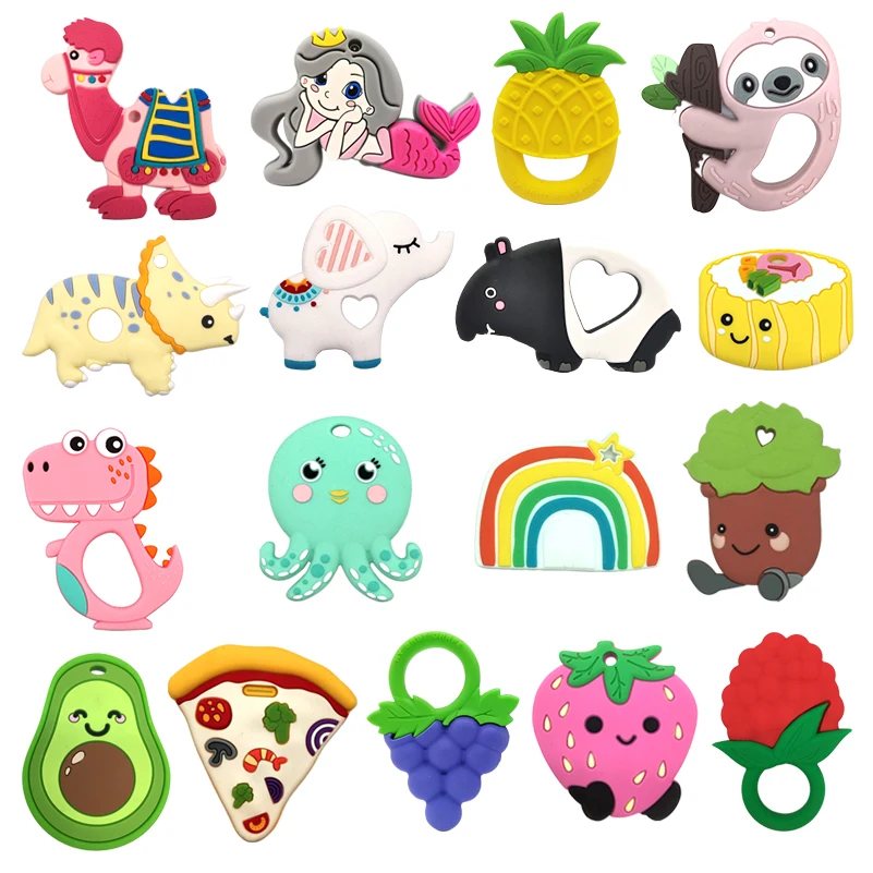
Factory Supplier Custom BPA Free Silicone Baby Dinosaur Teething Teether Toys 