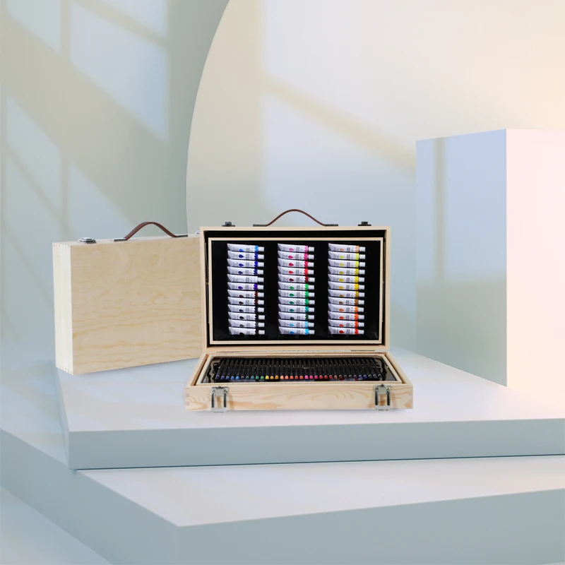 Wooden Box Drawing Art Set For Kids Super Artist Tool Kit