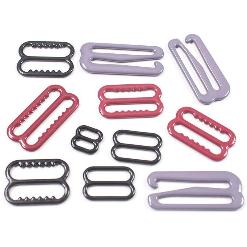 Swimwear accessories colored bra adjuster ring and slider adjustment bra hook