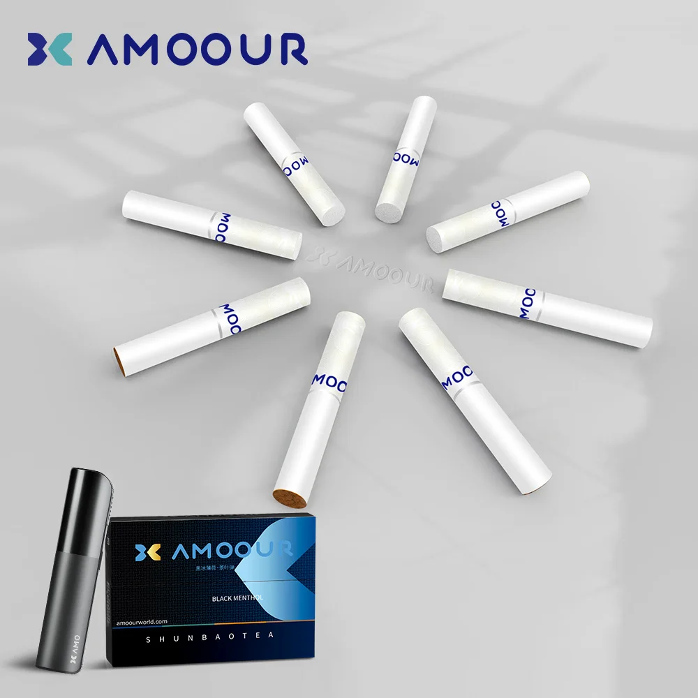 popular famous selling tobacco alternatives AMOOUR   herbal cigarette green tea cigarette menthol heated sticks Single sale