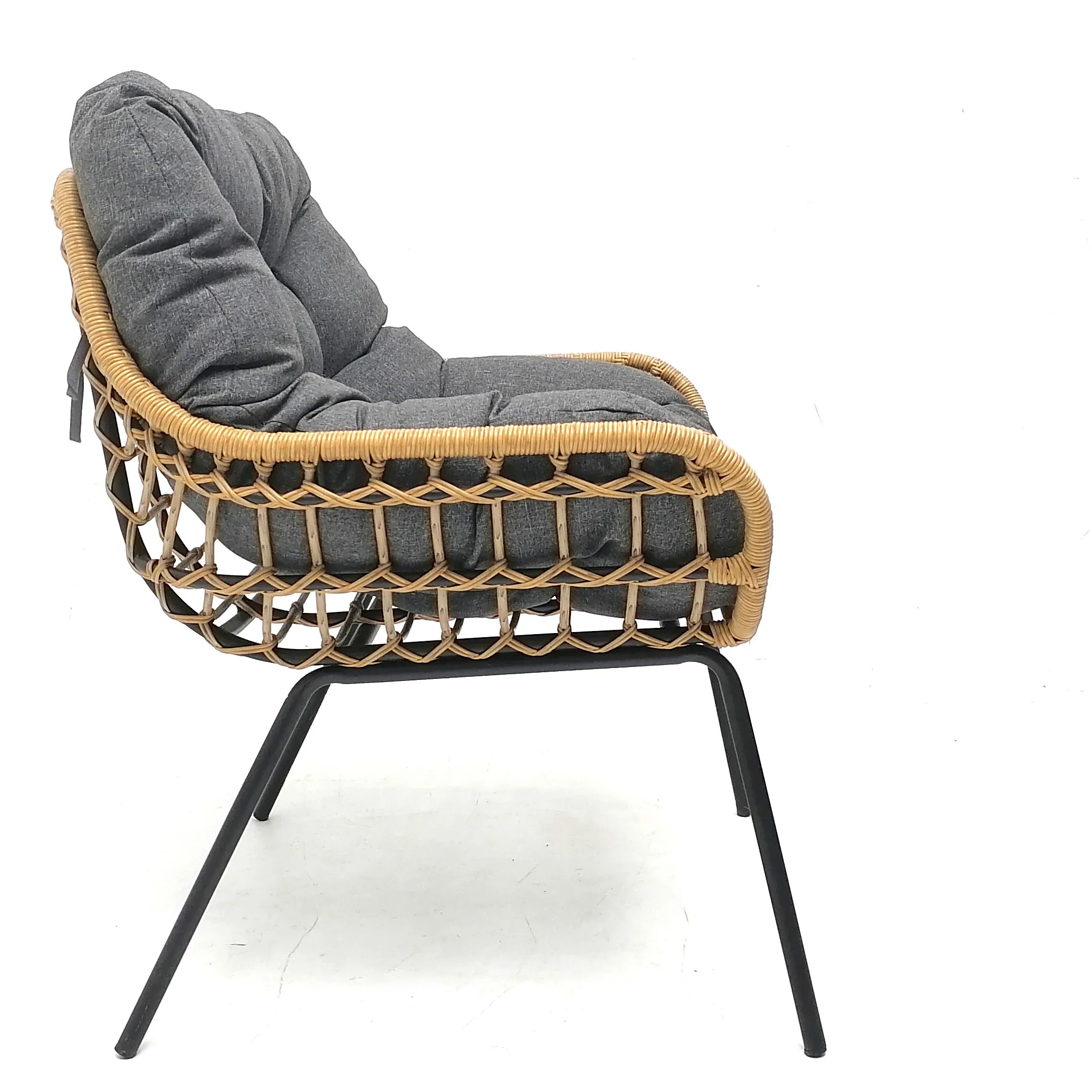 Wholesale modern metal steel pe rattan outdoor garden wicker dining set 3pcs patio bistro set