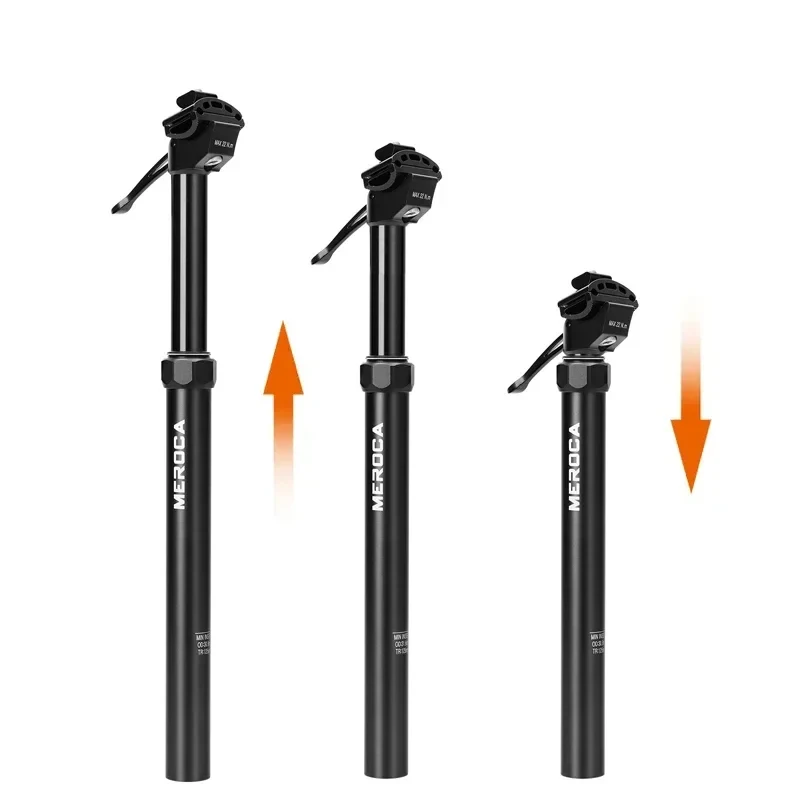 MEROCA Bicycle 30.9 / 31.6mm Manual Hydraulic Lifting Seatpost Stroke 100/125mm Mountain Bike Seatpost Length 380/445mm