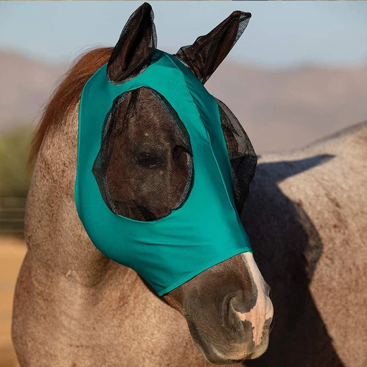 White Horse Fly Control Masks With Long Nose and Ears Horse Fly Mask UV