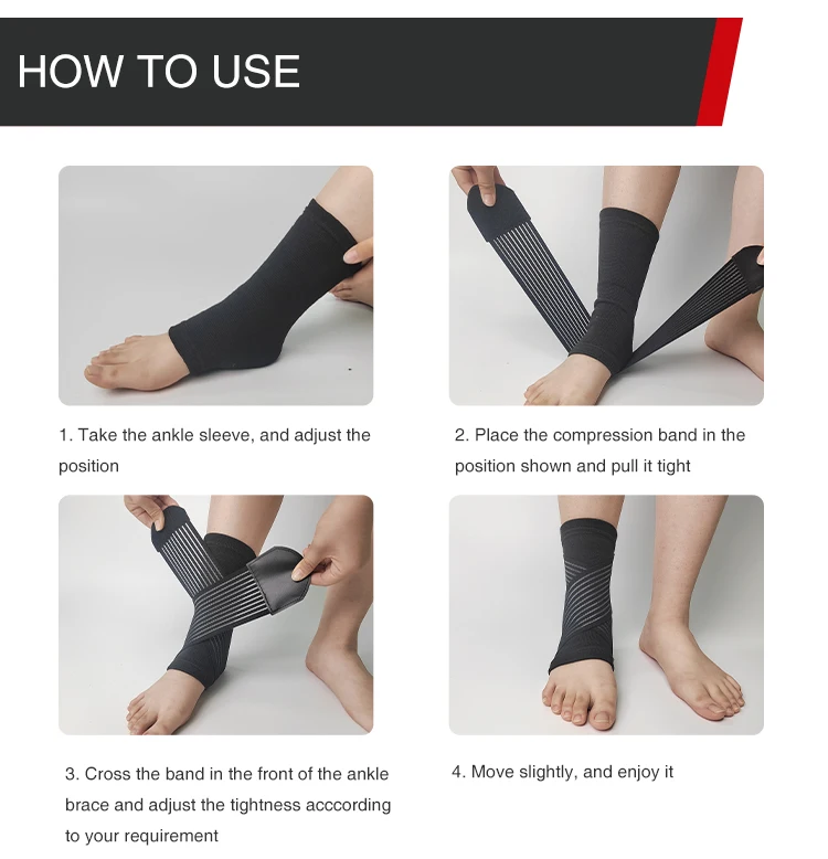 Football Sports Strain Wraps Bandages Elastic Compression Ankle Protection Socks Sleeve Brace Ankle Support