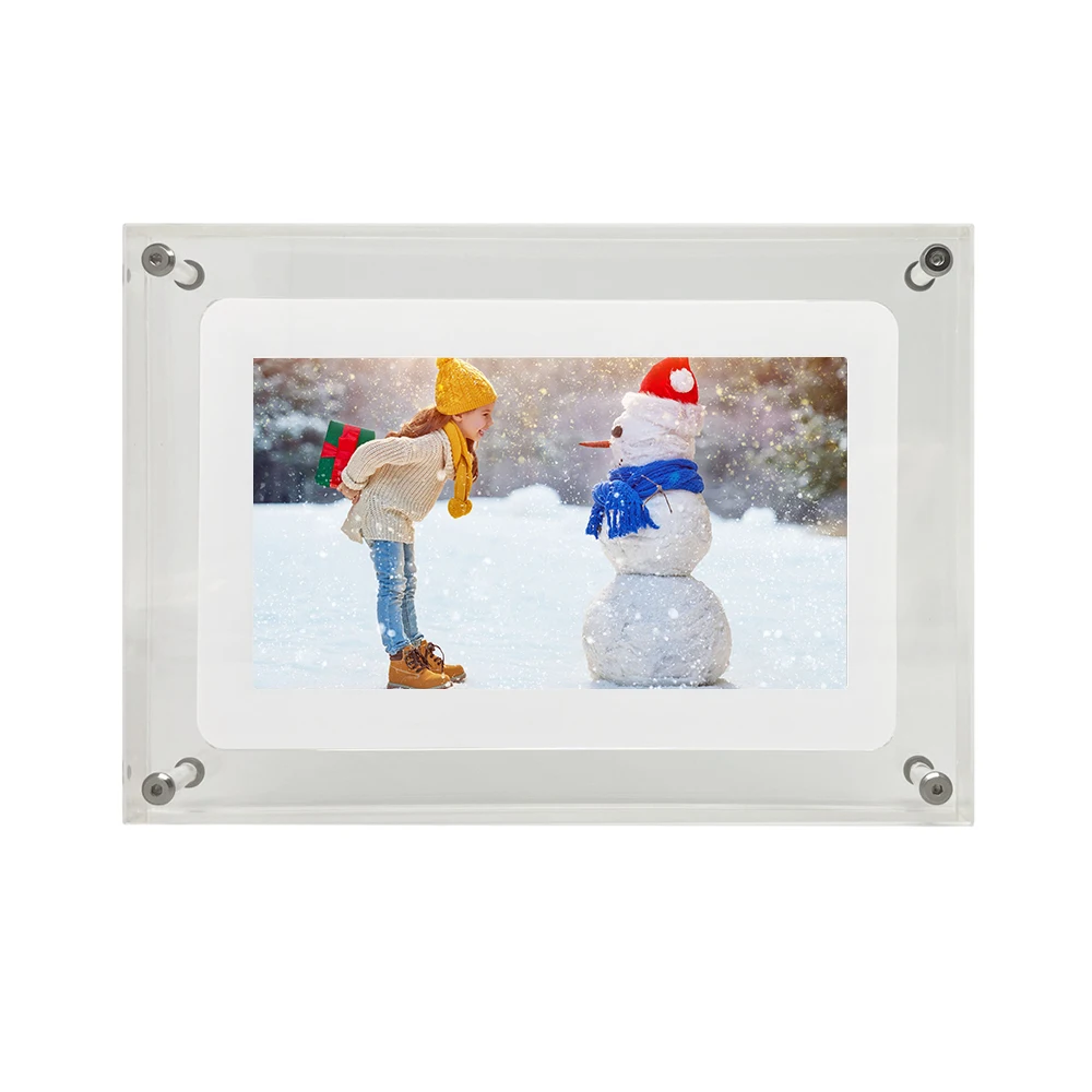 Clear Acrylic digital frame video player loop video picture built-in memory type-C power 7 inch digital photo frame