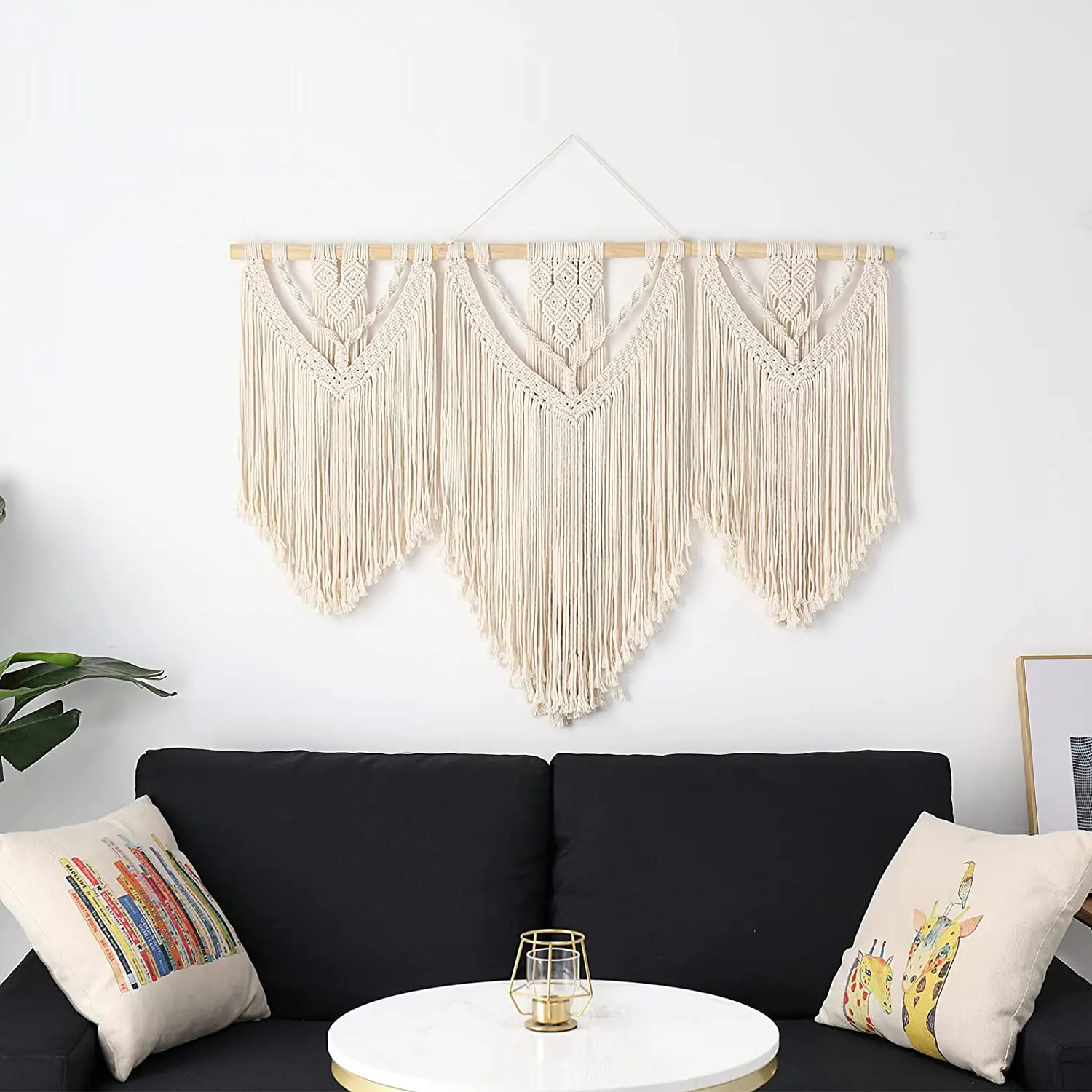 Handmade Wall Art Home Decor Wall Hanging Woven Cotton Rope Boho Plant Macrame Tapestry