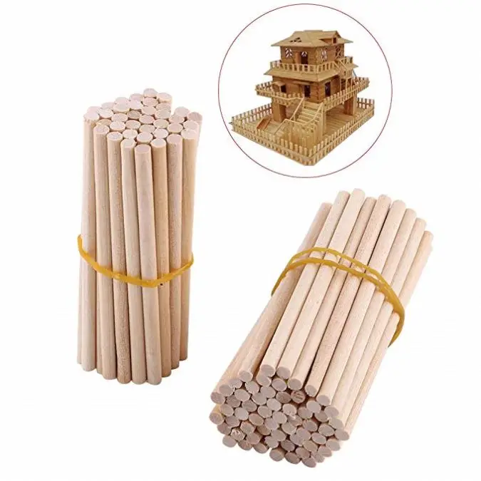 High Quality Wooden Dowel Rods Unifished Round Hardwood Wooden Sticks for DIY Wood Crafts
