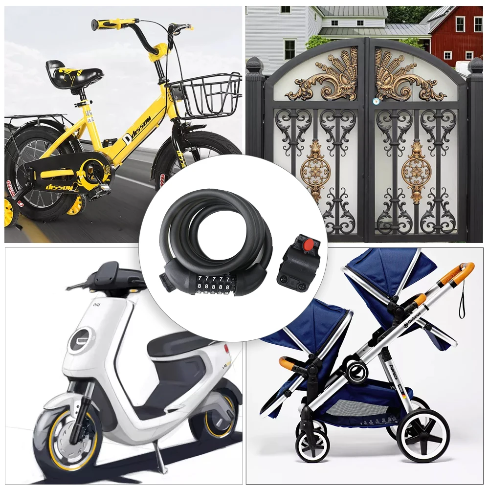 Bike Lock 5-Digit passwords 1200mm Combination Motorcycle  Electric Bicycle Cable Lock Steel Coded Bicycle Chain Lock