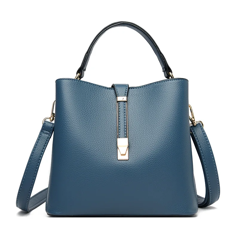 Kazze Ladies Fashion Bucket Bag Solid Color Leisure Shopping Single Shoulder Crossbody Handbag For Women