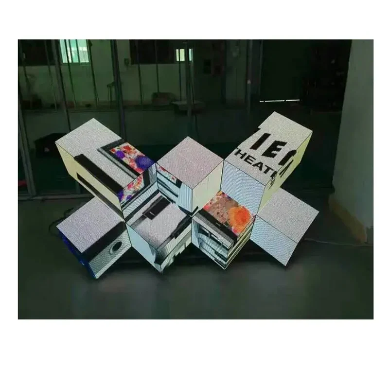 indoor shop DJ Booth advertising video screen P5 LED cube logo display