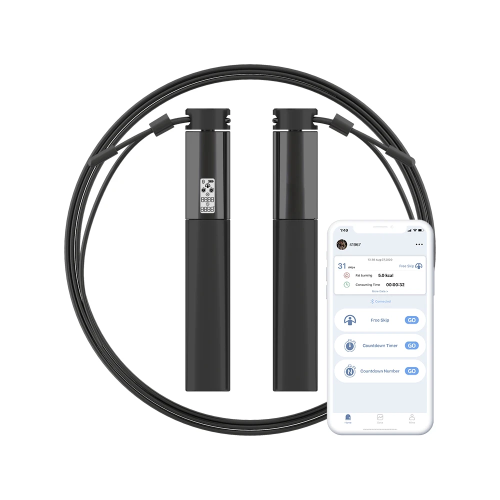 Best Selling USB Recharge Smart Skipping Rope with Plastic Silicone Handle