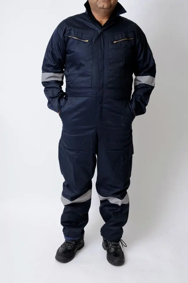 Men Reflective Zip Coverall Safety Boiler suit Farm Suit Bodysuit Loose size Romper Jumpsuit Buttons Front Costume