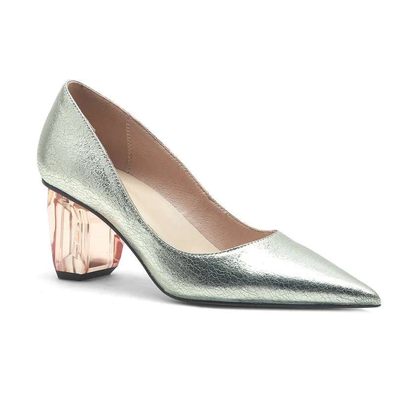 
Wholesale Price 6CM Crystal High Heels Women Stiletto Pointed Folds Material Ladies Pumps Shoes 