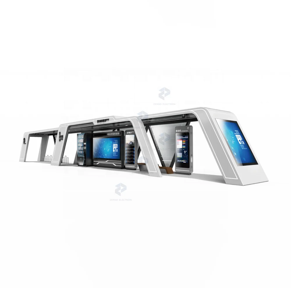 solar metal bus stop shelter design with light box/E-ink display/advertising display lcd